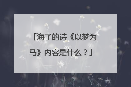 海子的诗《以梦为马》内容是什么？