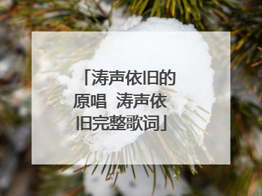 涛声依旧的原唱 涛声依旧完整歌词