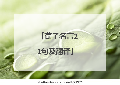 荀子名言21句及翻译