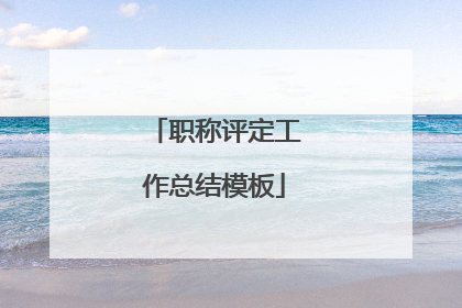 职称评定工作总结模板