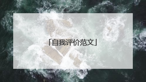 自我评价范文
