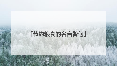节约粮食的名言警句