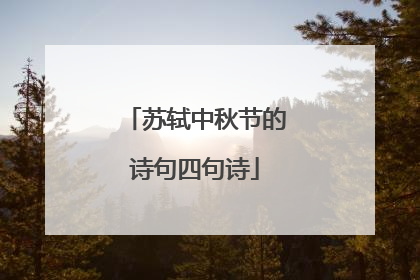 苏轼中秋节的诗句四句诗