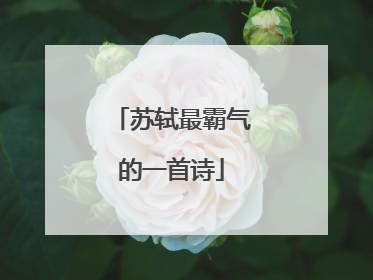 苏轼最霸气的一首诗