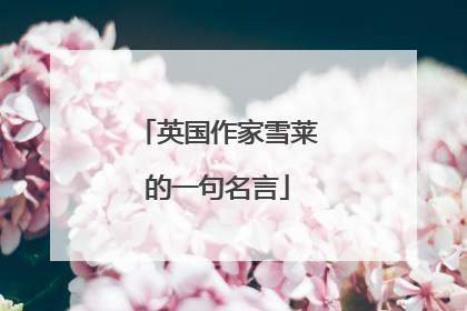英国作家雪莱的一句名言