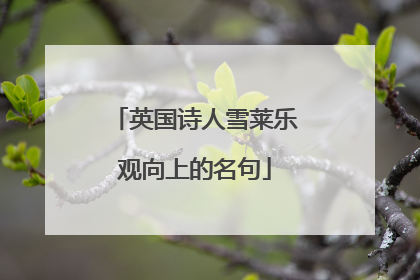 英国诗人雪莱乐观向上的名句