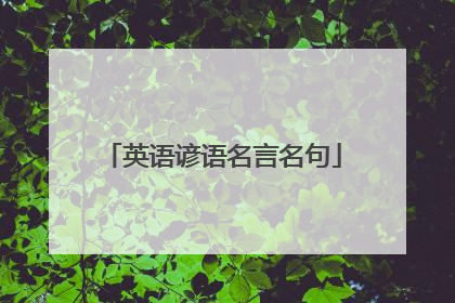 英语谚语名言名句