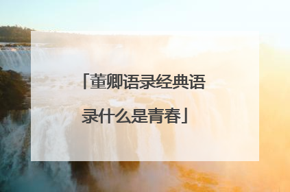 董卿语录经典语录什么是青春