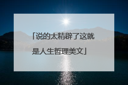 说的太精辟了这就是人生哲理美文