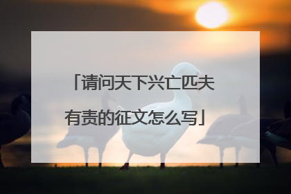 请问天下兴亡匹夫有责的征文怎么写