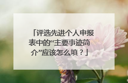 评选先进个人申报表中的“主要事迹简介”应该怎么填？