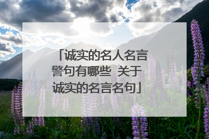 诚实的名人名言警句有哪些 关于诚实的名言名句