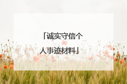 诚实守信个人事迹材料