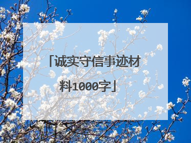 诚实守信事迹材料1000字