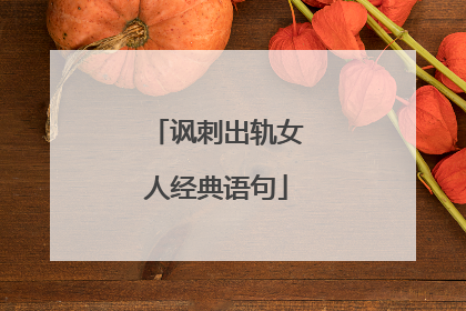 讽刺出轨女人经典语句