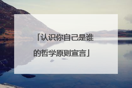 认识你自己是谁的哲学原则宣言