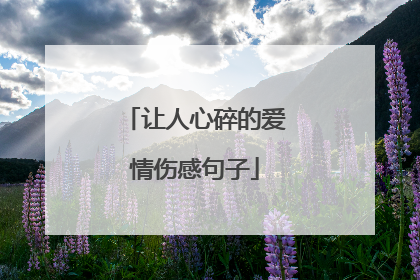 让人心碎的爱情伤感句子