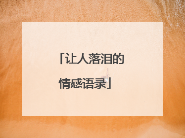 让人落泪的情感语录