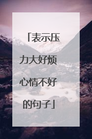 表示压力大好烦心情不好的句子