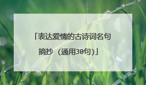 表达爱情的古诗词名句摘抄 (通用30句)