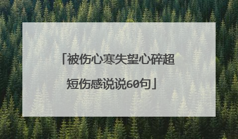 被伤心寒失望心碎超短伤感说说60句