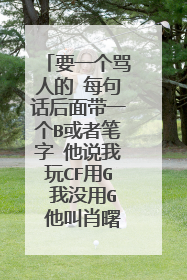 要一个骂人的 每句话后面带一个B或者笔字 他说我玩CF用G 我没用G 他叫肖曙光 最好是一句话一段的那种