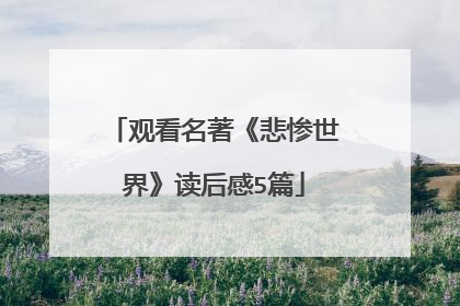 观看名著《悲惨世界》读后感5篇