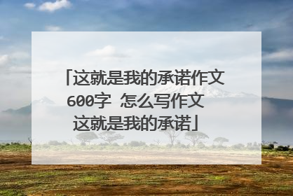 这就是我的承诺作文600字 怎么写作文这就是我的承诺