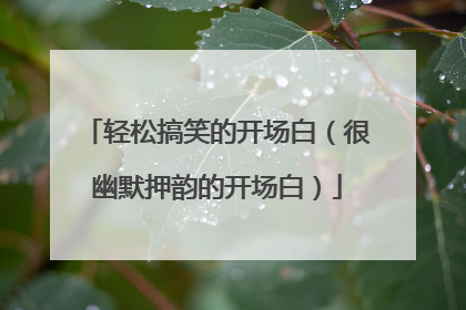 轻松搞笑的开场白(很幽默押韵的开场白)