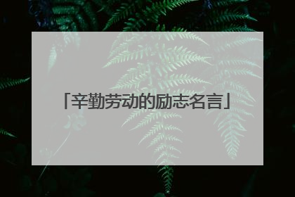 辛勤劳动的励志名言