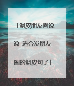 调皮朋友圈说说 适合发朋友圈的调皮句子