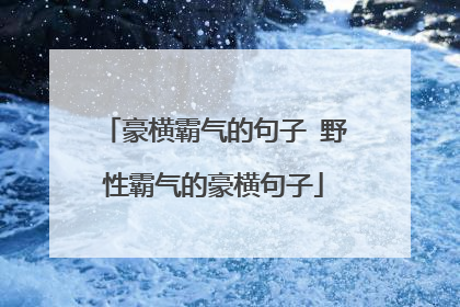 豪横霸气的句子 野性霸气的豪横句子