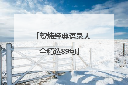 贺炜经典语录大全精选89句