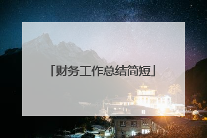 财务工作总结简短