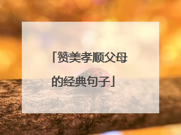 赞美孝顺父母的经典句子