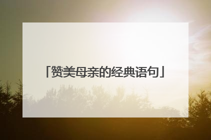 赞美母亲的经典语句