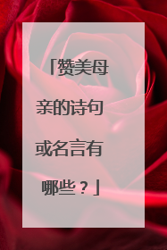 赞美母亲的诗句或名言有哪些？