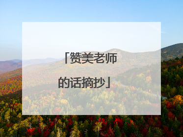 赞美老师的话摘抄