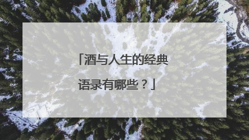 酒与人生的经典语录有哪些？