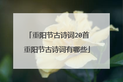 重阳节古诗词20首 重阳节古诗词有哪些