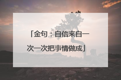 金句:自信来自一次一次把事情做成