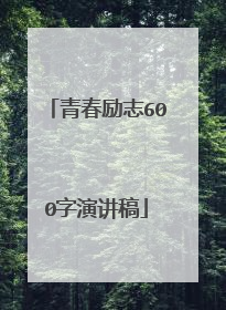 青春励志600字演讲稿