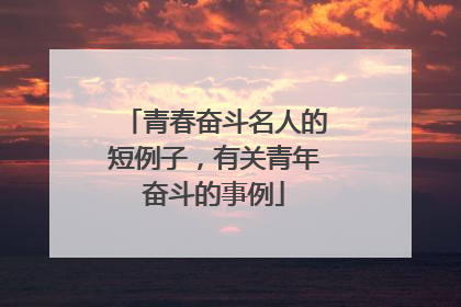青春奋斗名人的短例子，有关青年奋斗的事例