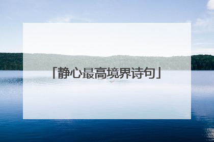 静心最高境界诗句