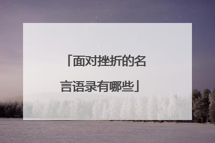 面对挫折的名言语录有哪些
