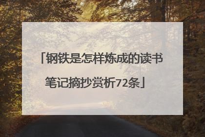 钢铁是怎样炼成的读书笔记摘抄赏析72条