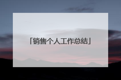 销售个人工作总结