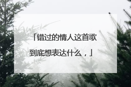 错过的情人这首歌到底想表达什么,