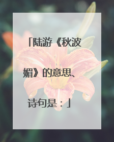 陆游《秋波媚》的意思、诗句是: