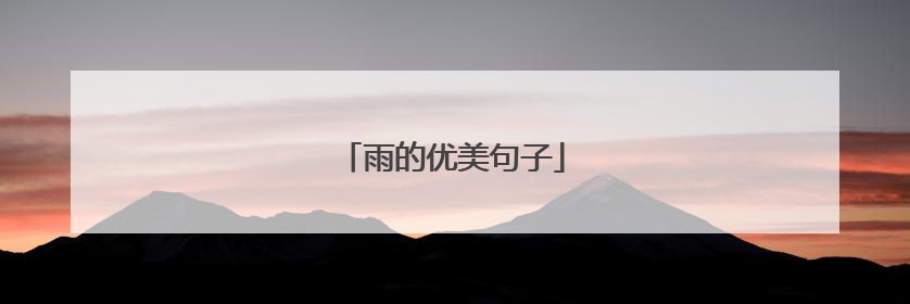 雨的优美句子